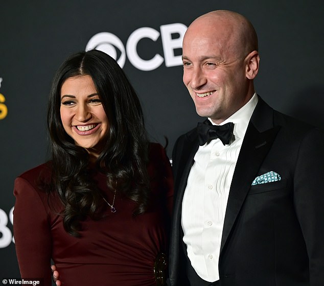 Miller's post immediately drew outrage among Danes who stood up to seemingly protect their home (Pictured: Katie and Stephen Miller in December)