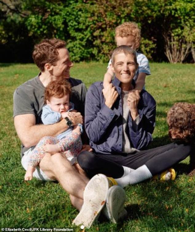 Tatiana was seen smiling with short hair while sitting on the ground with her husband and kids on Martha's Vineyard just three months before her death