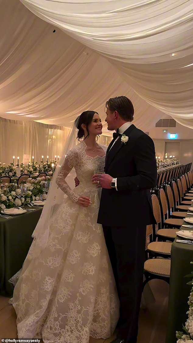 She also shared this picture of herself cosying up to her new husband before their other guests joined them at the wedding breakfast