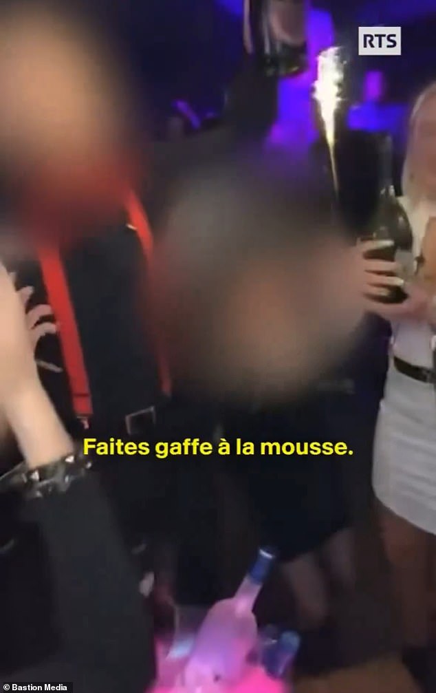 The footage was sent to Radio Télévision Suisse (RTS) by a guest at Le Constellation in the Swiss ski resort of Crans-Montana