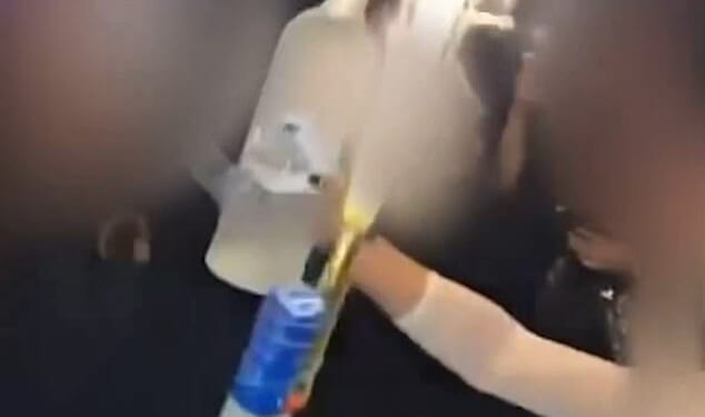 'Watch out for the foam, watch out for the foam,' the waiter can he heard shouting in the footage