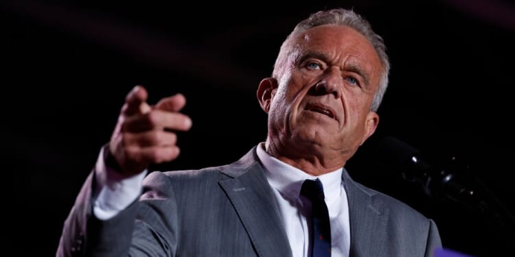 Robert F. Kennedy Jr. speaks during a campaign rally for President Donald Trump at Macomb Community College on Nov. 1, 2024, in Warren, Michigan.