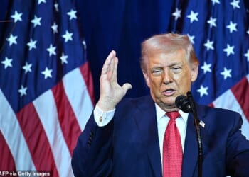 US President Donald Trump speaks during the House Republican Party (GOP) member retreat at the Kennedy Center in Washington, DC, on January 6