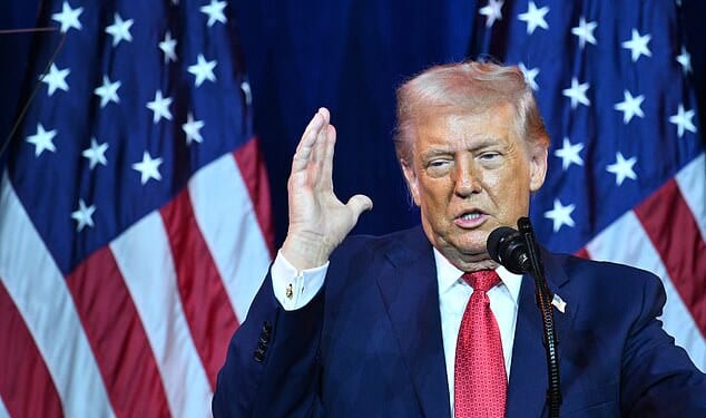US President Donald Trump speaks during the House Republican Party (GOP) member retreat at the Kennedy Center in Washington, DC, on January 6