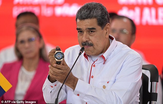 Nicolas Maduro (pictured) revealed the late footballer Diego Maradona gifted him a Hublot King Power Maradona 716.OM, made with 18kt Rose Gold