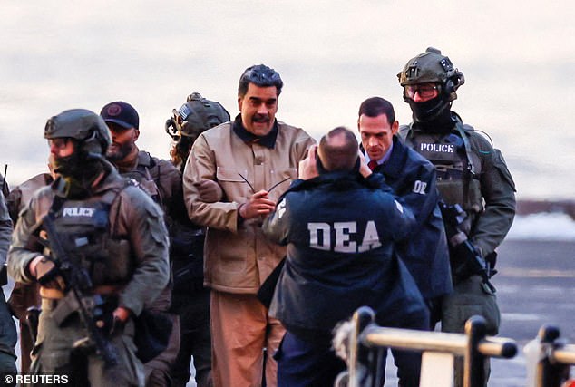 Nicolás Maduro arrives at the Downtown Manhattan Heliport, as he heads towards the Daniel Patrick Manhattan United States Courthouse for an initial appearance to face US federal charges