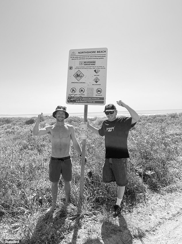 After his close mate Kai (right) was bitten by a shark in 2024, Danny Schouten (left) embarked on a personal mission to make change