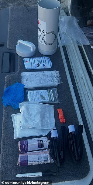 Each is accompanied by an easy-to-read instruction card explaining how to use the kit in the event of a shark bite