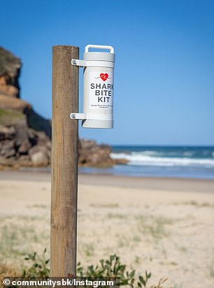 Community SBK shark bite kits are always placed as near as possible to the shore in a highly visible and accessible spot