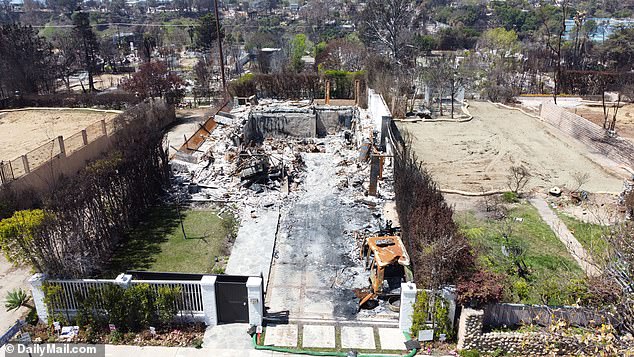 The five-bedroom, seven-bathroom home was reduced to rubble in the devastating fires