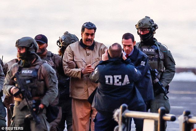 Nicolás Maduro arrives at the Downtown Manhattan Heliport, as he heads towards the Daniel Patrick Manhattan United States Courthouse for an initial appearance to face US federal charges