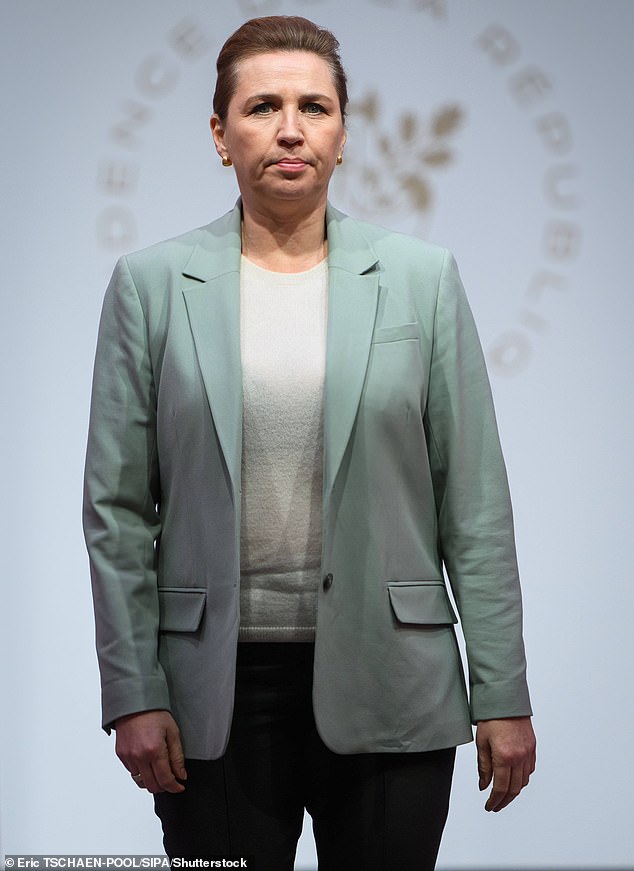 Mette Frederiksen, Prime Minister of Denmark, at the Elysee Summit of the Coalition of Volunteers in Paris on Tuesday