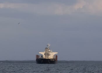 A crude oil tanker sails along the short of lake Maracaibo, in Zulia state, Venezuela on Jan. 6, 2026.
