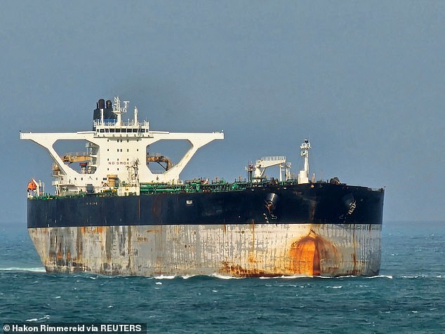 The vessel tanker Bella 1 at Singapore Strait, after U.S. officials say the U.S. Coast Guard pursued an oil tanker in international waters near Venezuela, in this picture taken from social media on March 18, 2025