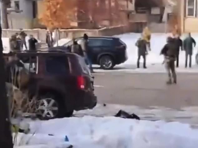 The witness filmed the scene of the shooting as he spoke to the woman claiming to be the victim's wife