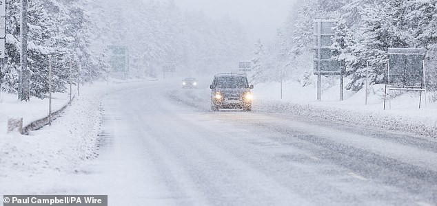 Traffic on the A9 in heavy snowfall as heavy snow continues to cause disruption to many part of the Highlands. Hundreds of schools in northern Scotland will remain closed for a third day as much of the country braces itself for further snow and icy conditions. Temperatures are expected to drop as low as minus 6C in parts of rural Scotland. Picture date: Wednesday January 7, 2026. PA Photo. Photo credit should read: Paul Campbell/PA Wire