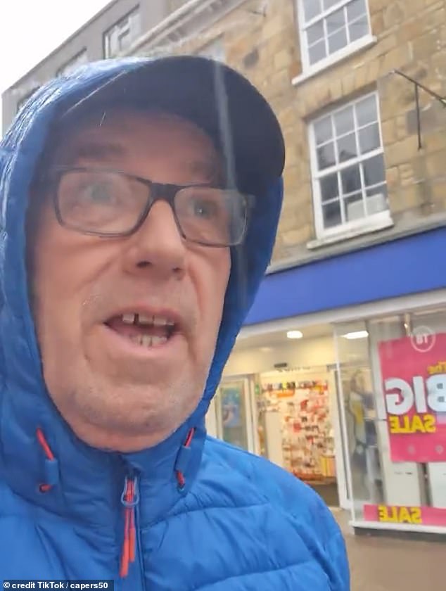 One clip taken by a man in Newquay shows the town centre completely isolated as he battles through torrential rain to try and buy food