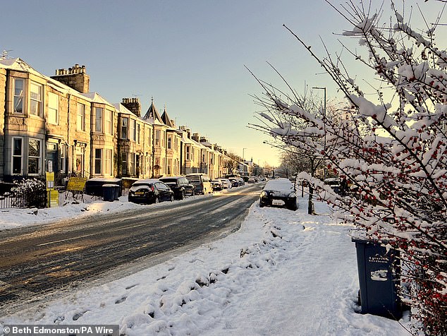 Snowy conditions in the west end of Aberdeen today following more snowfall overnight