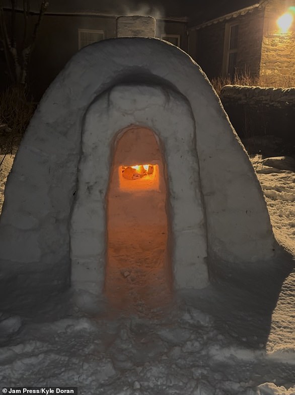 Kyle Doran handcrafted the shelter in a garden in Stromness, Orkney, with a fireplace