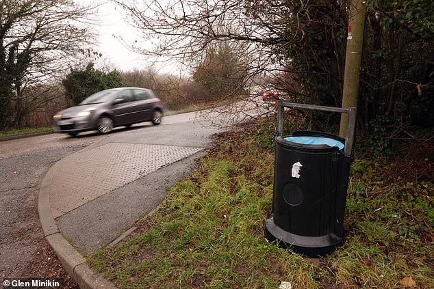 The rescuer saw the bin was within yards of a vets practice in Ashford, and ran into reception