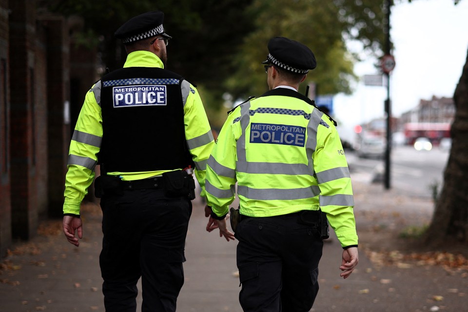 Two Metropolitan Police officers patrolling the streets.