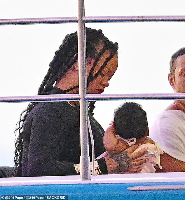 Rihanna, who frequently returns home with her longtime partner A$AP Rocky and their children, was joined by sons RZA, three, Riot, two and their four-month-old daughter Rocki