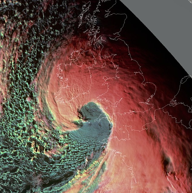 A map of Storm Goretti which is set to hit South West England with 'exceptionally strong' winds