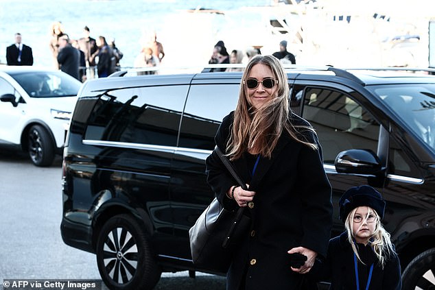 Brigitte Bardot's granddaughter Anna Charrier (L) arrives at Notre-Dame de l'Assomption church, for the funeral of Brigitte Bardot