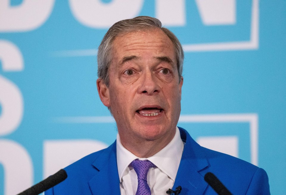 Reform UK leader Nigel Farage speaks at a press conference.