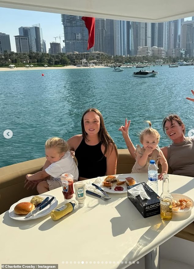 The TV star later uploaded an Instagram post of the holiday moments and wrote: 'Some photos from the recents since my mam arrived. It¿s been an eventful few days to say the least!'