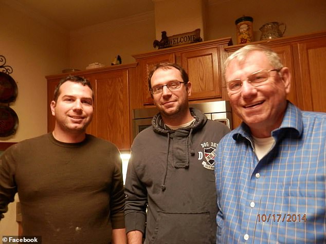 The father of the ICE agent who shot dead a mother-of-three has defended his son in an interview with the Daily Mail, saying he is a 'tremendous' father and husband (pictured: Jonathan Ross pictured left, with Ben Ross, center, and dad Ed, right)