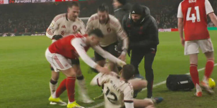 Gabriel Martinelli a 'disgrace' blasts Gary Neville after shoving injured Conor Bradley before he's stretchered off