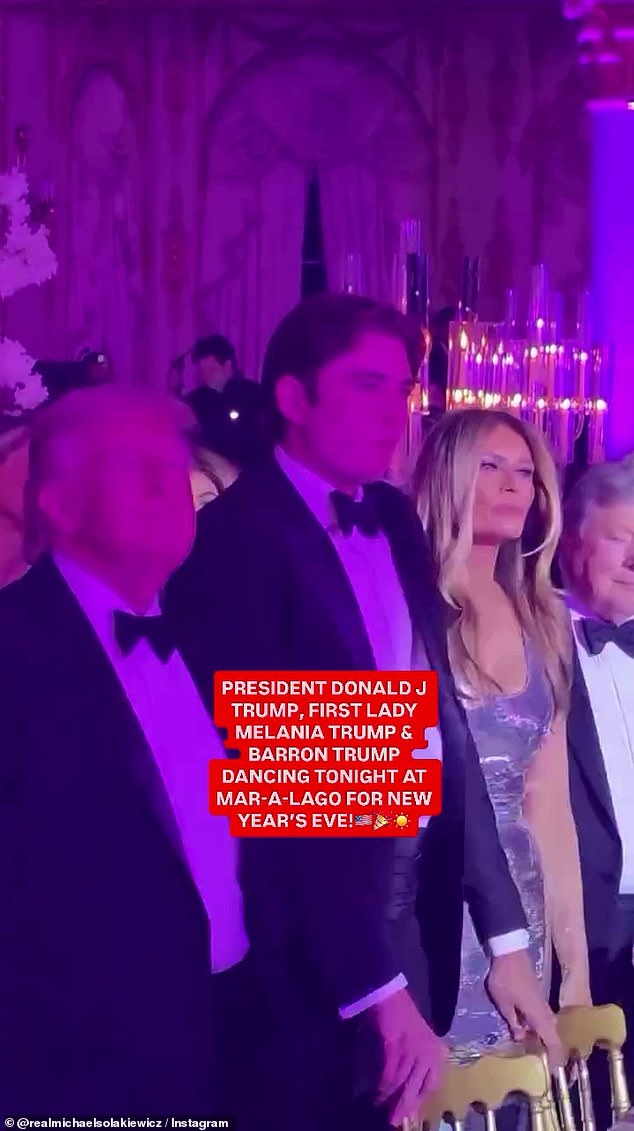 Barron is more reserved than his older siblings. He was seen with a muted expression standing between his mom and dad at a table during a New Year's Eve celebration at Mar-a-Lago