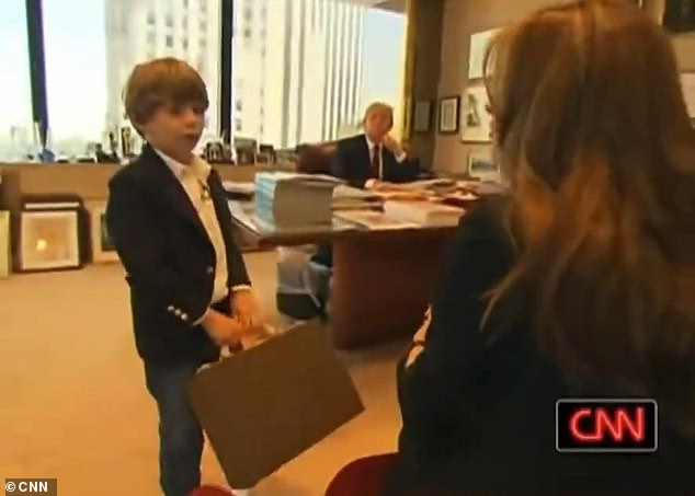 In a viral 2010 clip from Larry King Live, a four-year-old Barron can be heard speaking with a thick Slovenian accent while declaring 'I like my suitcase'