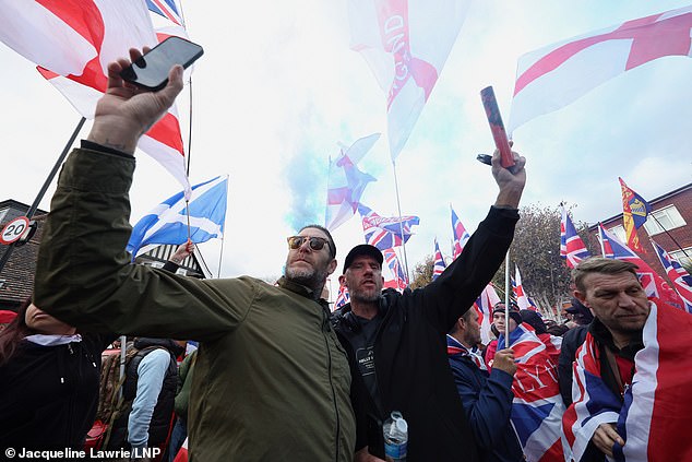 Residents hold an anti-immigration protest outside Highfield House Hotel in Southampton