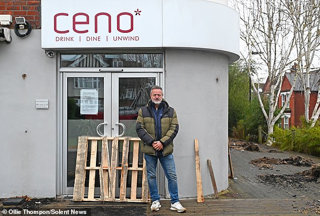 Pictured: Russ Kitching outside the former Ceno restaurant building in Portswood, Southampton