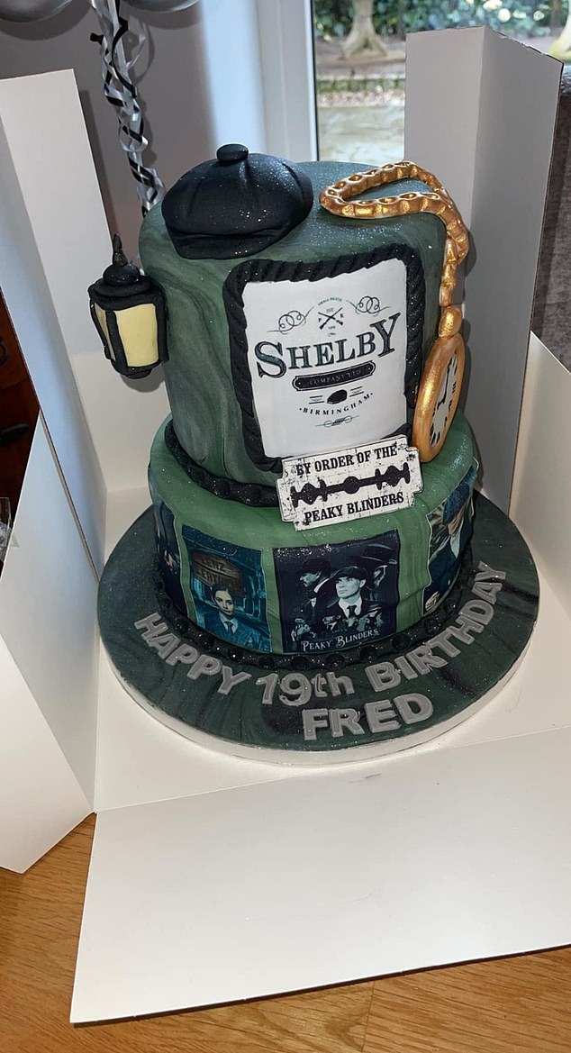 Cook celebrated his 19th birthday with a two-tier custom cake featuring the Peaky Blinders crime gang