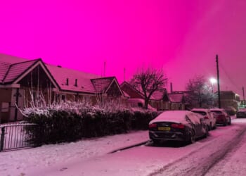 Mystery of pink sky over UK city during Storm Goretti is solved