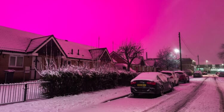 Mystery of pink sky over UK city during Storm Goretti is solved