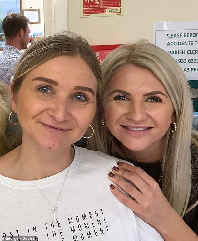 Mrs Knight is pictured with her sister. She had two young children