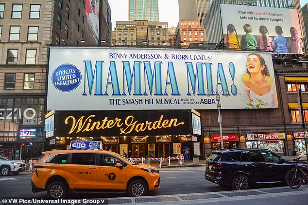 The man posted a response video on social media saying the women behind him were disrupting the performance and taunting his nieces. Mamma Mia! has recently returned to Broadway at the Winter Garden for a limited run (file photo)