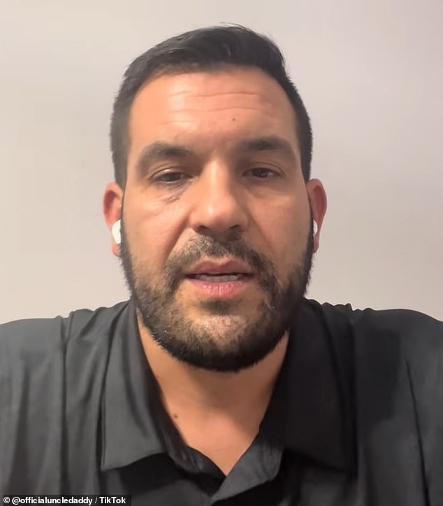 The man in the video, pictured above, posted a response on TikTok, explaining what happened from his perspective