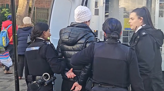 At least six police officers and two council enforcement officers were involved in the incident, which saw the woman given a £100 fixed penalty notice