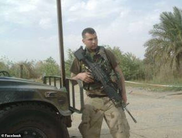 Ross's father posted a picture on his Facebook page in 2017 of his son in military gear, carrying a large rifle, with the caption saying, 'Jon Ross in Iraq'