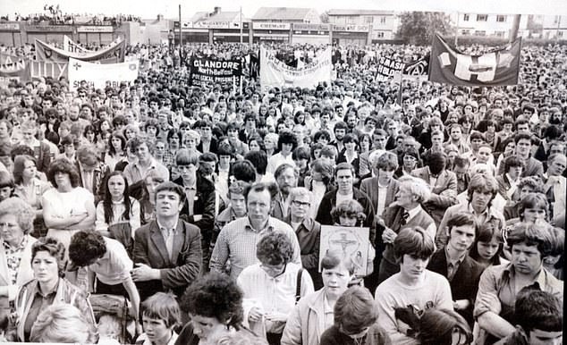Supporters of Bobby Sands outside the Maze prison where Sands was carrying out his hunger strike