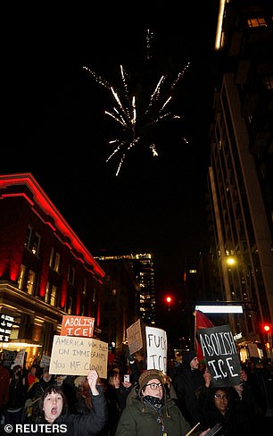 Another protester carried a sign saying 'F**k ICE'