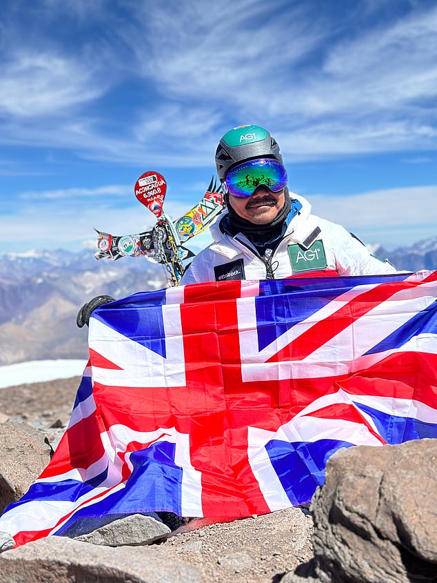 The following year he reached the top of Aconcagua in Argentina...