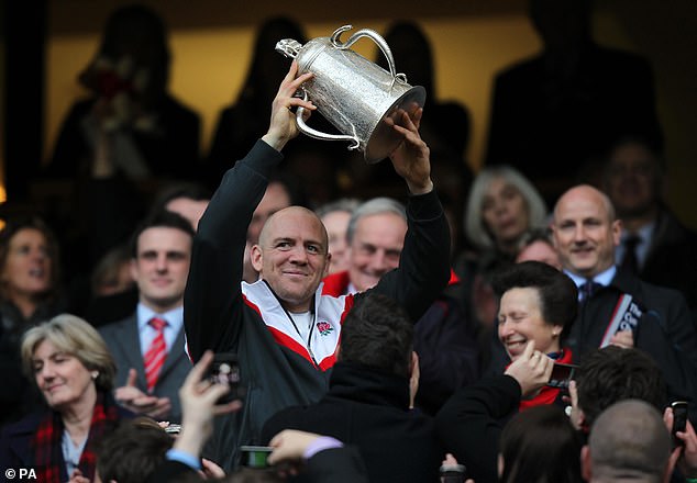 The former rugby player once recalled humorously rubbing an England win in the Princess Royal's face when she presented him with a Calcutta Cup trophy at Twickenham in March 2011 (pictured)