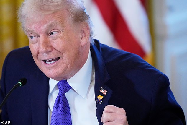 US President Donald Trump during a meeting with oil executives in the East Room of the White House on January 9