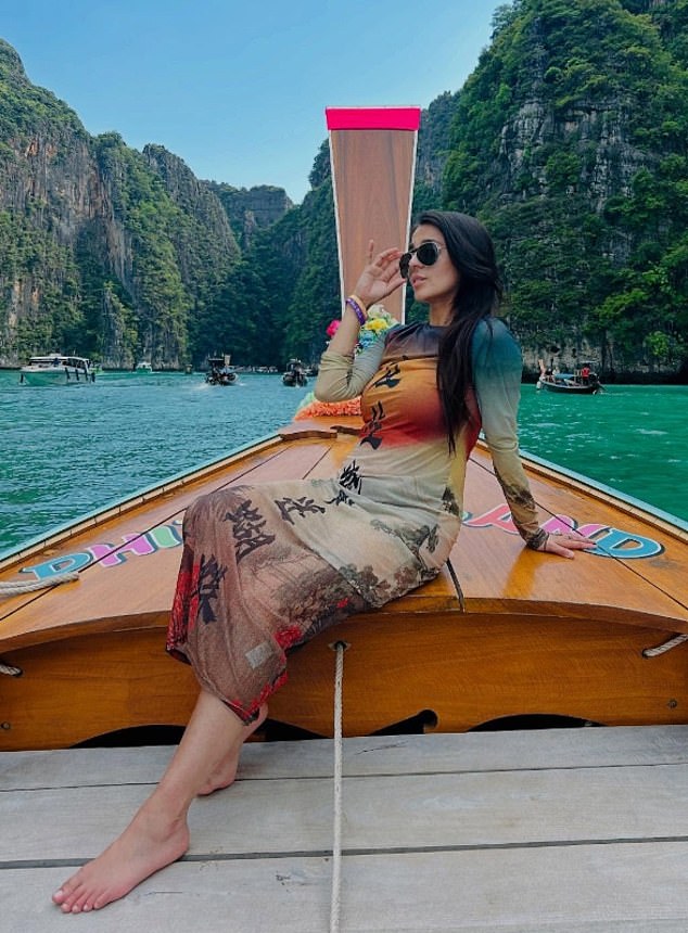 Images taken from exotic locations show Shakil lounging around on beaches and boats